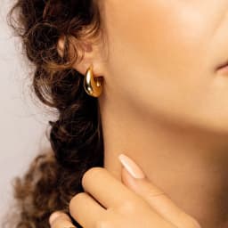 Vintage Tear Drop Hoop Earrings For Women Stainless Steel Gold Color Chunky Dome Earring 2023 Trendy Statement Ear Jewelry Gift