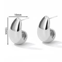 Vintage Tear Drop Hoop Earrings For Women Stainless Steel Gold Color Chunky Dome Earring 2023 Trendy Statement Ear Jewelry Gift