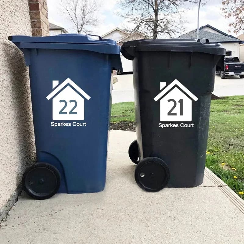 3Pcs Wheelie Bin Vinyl Sticker Custom Street House Number Container Stickers Waterproof Removable Outdoor Trash Stickers