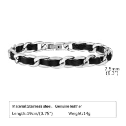 Vnox Men Black Chain Bracelets for Women, Stylish 7.5MM Stainless Steel Cuban Links Chain Wristband Gift Jewelry