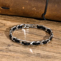 Vnox Men Black Chain Bracelets for Women, Stylish 7.5MM Stainless Steel Cuban Links Chain Wristband Gift Jewelry