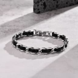 Vnox Men Black Chain Bracelets for Women, Stylish 7.5MM Stainless Steel Cuban Links Chain Wristband Gift Jewelry