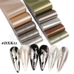 10pcs Matte Metallic Nail Foils Gold Silver Metallic Mirror Starry Paper Gel Polishing Transfer Sticker Nail Art Decor BEDXK11