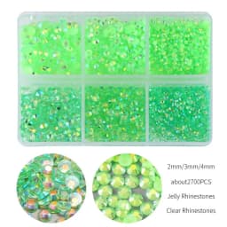 2700Pcs/Box 2/3/4mm AB Jelly Nail Rhinestones Resin Flatback Clear Nail Gem Stone for DIY Nail Art Decoration Accessories
