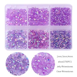 2700Pcs/Box 2/3/4mm AB Jelly Nail Rhinestones Resin Flatback Clear Nail Gem Stone for DIY Nail Art Decoration Accessories