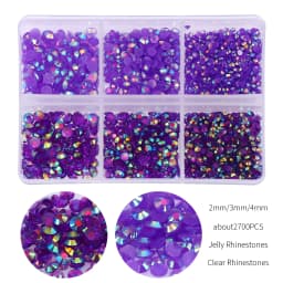 2700Pcs/Box 2/3/4mm AB Jelly Nail Rhinestones Resin Flatback Clear Nail Gem Stone for DIY Nail Art Decoration Accessories