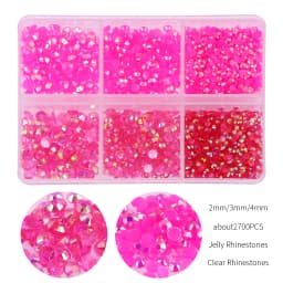 2700Pcs/Box 2/3/4mm AB Jelly Nail Rhinestones Resin Flatback Clear Nail Gem Stone for DIY Nail Art Decoration Accessories