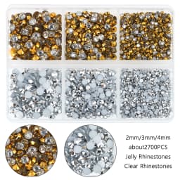 2700Pcs/Box 2/3/4mm AB Jelly Nail Rhinestones Resin Flatback Clear Nail Gem Stone for DIY Nail Art Decoration Accessories