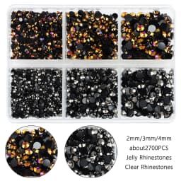 2700Pcs/Box 2/3/4mm AB Jelly Nail Rhinestones Resin Flatback Clear Nail Gem Stone for DIY Nail Art Decoration Accessories