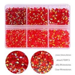 2700Pcs/Box 2/3/4mm AB Jelly Nail Rhinestones Resin Flatback Clear Nail Gem Stone for DIY Nail Art Decoration Accessories