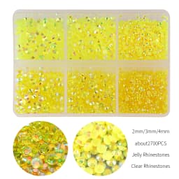 2700Pcs/Box 2/3/4mm AB Jelly Nail Rhinestones Resin Flatback Clear Nail Gem Stone for DIY Nail Art Decoration Accessories