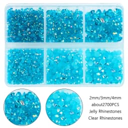 2700Pcs/Box 2/3/4mm AB Jelly Nail Rhinestones Resin Flatback Clear Nail Gem Stone for DIY Nail Art Decoration Accessories