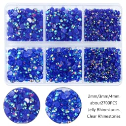 2700Pcs/Box 2/3/4mm AB Jelly Nail Rhinestones Resin Flatback Clear Nail Gem Stone for DIY Nail Art Decoration Accessories