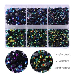 2700Pcs/Box 2/3/4mm AB Jelly Nail Rhinestones Resin Flatback Clear Nail Gem Stone for DIY Nail Art Decoration Accessories
