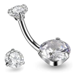 8PCS Belly Piercing Kit - 14G Belly Button Ring with 316L Steel Piercing Needles and Piercing Clamp Belly Kit