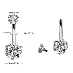8PCS Belly Piercing Kit - 14G Belly Button Ring with 316L Steel Piercing Needles and Piercing Clamp Belly Kit