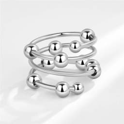 Simple Metal Ball Anxiety Ring Adjustable Fidget Spinner Rings for Women Girls Anti Stress Jewelry Anillos Mujer