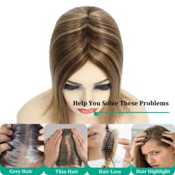 10-18 Inches Hair Topper with Clips 100% Remy Human Hair Toppers For Thin Hair Natural Color Clip In One Piece Hair Extensions
