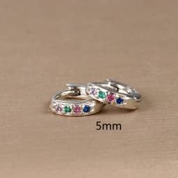 2pcs Stainless Steel Minimal Hoops Earrings for Women Round Circle Punk Helix Tragus Rainbow CZ Huggie Earring Piercing Jewelry