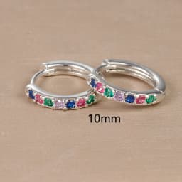 2pcs Stainless Steel Minimal Hoops Earrings for Women Round Circle Punk Helix Tragus Rainbow CZ Huggie Earring Piercing Jewelry