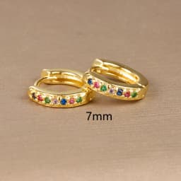 2pcs Stainless Steel Minimal Hoops Earrings for Women Round Circle Punk Helix Tragus Rainbow CZ Huggie Earring Piercing Jewelry