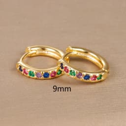 2pcs Stainless Steel Minimal Hoops Earrings for Women Round Circle Punk Helix Tragus Rainbow CZ Huggie Earring Piercing Jewelry