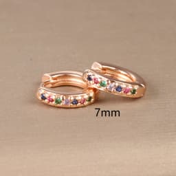 2pcs Stainless Steel Minimal Hoops Earrings for Women Round Circle Punk Helix Tragus Rainbow CZ Huggie Earring Piercing Jewelry