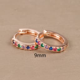 2pcs Stainless Steel Minimal Hoops Earrings for Women Round Circle Punk Helix Tragus Rainbow CZ Huggie Earring Piercing Jewelry