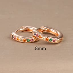 2pcs Stainless Steel Minimal Hoops Earrings for Women Round Circle Punk Helix Tragus Rainbow CZ Huggie Earring Piercing Jewelry