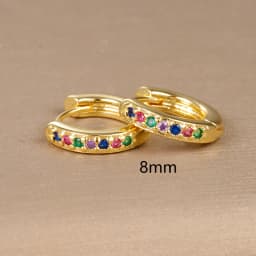 2pcs Stainless Steel Minimal Hoops Earrings for Women Round Circle Punk Helix Tragus Rainbow CZ Huggie Earring Piercing Jewelry