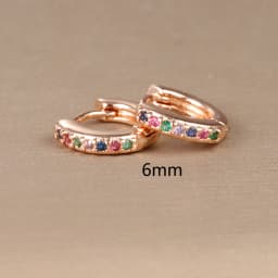 2pcs Stainless Steel Minimal Hoops Earrings for Women Round Circle Punk Helix Tragus Rainbow CZ Huggie Earring Piercing Jewelry