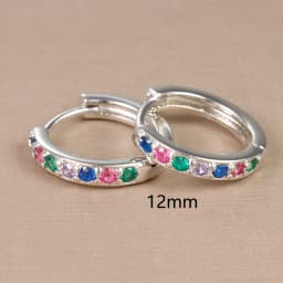 2pcs Stainless Steel Minimal Hoops Earrings for Women Round Circle Punk Helix Tragus Rainbow CZ Huggie Earring Piercing Jewelry