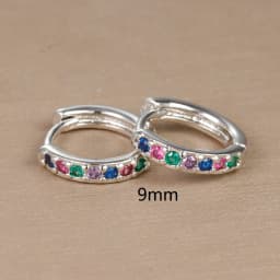 2pcs Stainless Steel Minimal Hoops Earrings for Women Round Circle Punk Helix Tragus Rainbow CZ Huggie Earring Piercing Jewelry
