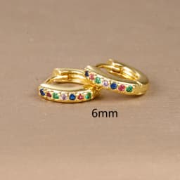 2pcs Stainless Steel Minimal Hoops Earrings for Women Round Circle Punk Helix Tragus Rainbow CZ Huggie Earring Piercing Jewelry
