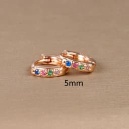 2pcs Stainless Steel Minimal Hoops Earrings for Women Round Circle Punk Helix Tragus Rainbow CZ Huggie Earring Piercing Jewelry