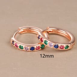 2pcs Stainless Steel Minimal Hoops Earrings for Women Round Circle Punk Helix Tragus Rainbow CZ Huggie Earring Piercing Jewelry