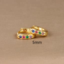 2pcs Stainless Steel Minimal Hoops Earrings for Women Round Circle Punk Helix Tragus Rainbow CZ Huggie Earring Piercing Jewelry