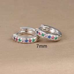 2pcs Stainless Steel Minimal Hoops Earrings for Women Round Circle Punk Helix Tragus Rainbow CZ Huggie Earring Piercing Jewelry