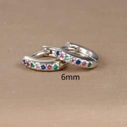 2pcs Stainless Steel Minimal Hoops Earrings for Women Round Circle Punk Helix Tragus Rainbow CZ Huggie Earring Piercing Jewelry