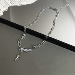 Star Sequin Hollowed Out Necklace for Women Fashion Inlaid Rhinestone Tassels Choker Necklace Y2k Style Accessories Gift