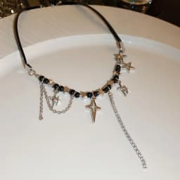 Star Sequin Hollowed Out Necklace for Women Fashion Inlaid Rhinestone Tassels Choker Necklace Y2k Style Accessories Gift