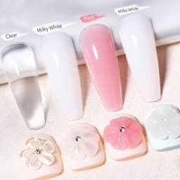 3 Bottles 15ml*3 Solid Builder Gel for Nails Sculpture 3D Gel Nail Poly Extension Gel Builder Pink/Clear/White Easy Extension
