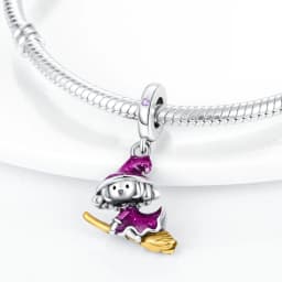 Silver Plated Purple Charms Flower Butterfly Dangle Charm Beads Fit Original Bracelet Diy Pendants