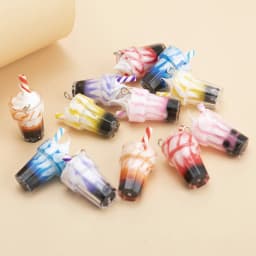 12pcs/lot Mixed Acrylic Ice Cream Drink Cup Charms Pendant DIY Necklace Earrings For Jewelry Making Accessories