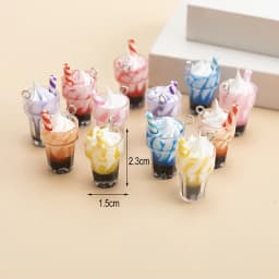12pcs/lot Mixed Acrylic Ice Cream Drink Cup Charms Pendant DIY Necklace Earrings For Jewelry Making Accessories