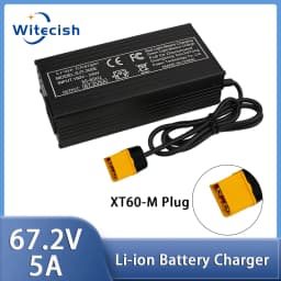 60V Fast Charger 67.2V/5A for 16s 60V Lithium Battery Charger GX16/IEC Connector Strong Heat