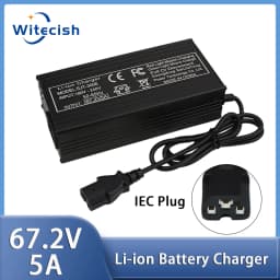 60V Fast Charger 67.2V/5A for 16s 60V Lithium Battery Charger GX16/IEC Connector Strong Heat