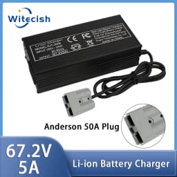 60V Fast Charger 67.2V/5A for 16s 60V Lithium Battery Charger GX16/IEC Connector Strong Heat