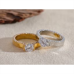 Yhpup Luxury Bling AAA Cubic Zirconia Stainless Steel Fashion Wedding Ring Women High Quality Exquisite Anniversary Jewelry Gift