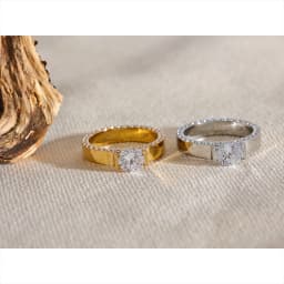 Yhpup Luxury Bling AAA Cubic Zirconia Stainless Steel Fashion Wedding Ring Women High Quality Exquisite Anniversary Jewelry Gift
